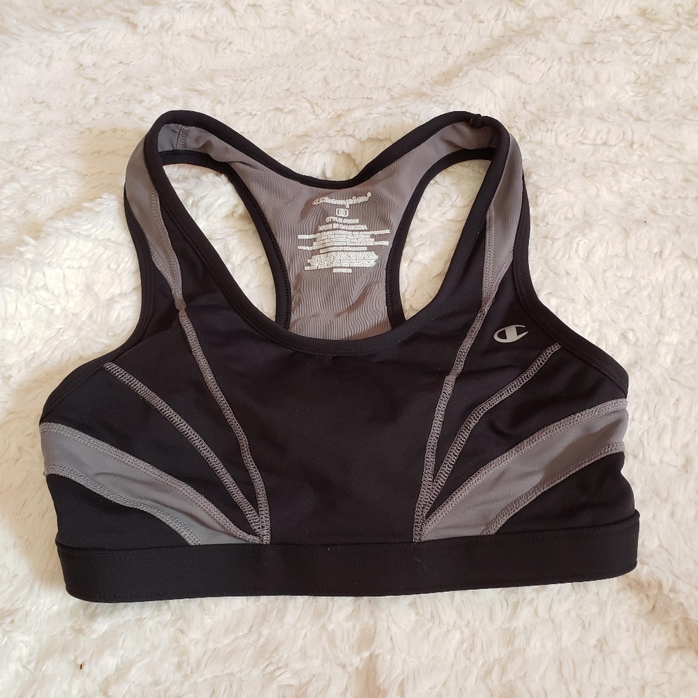 NWOT Champion Sports Bra Black & Gray Vented Sm